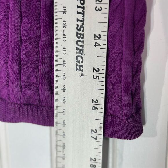 Talbots Women’s 1X Purple Cable Knit Button Cardigan Sweater Preppy Classic Cozy - Picture 5 of 7